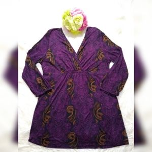 Mossimo paysley print plum tunic blouse size "L"